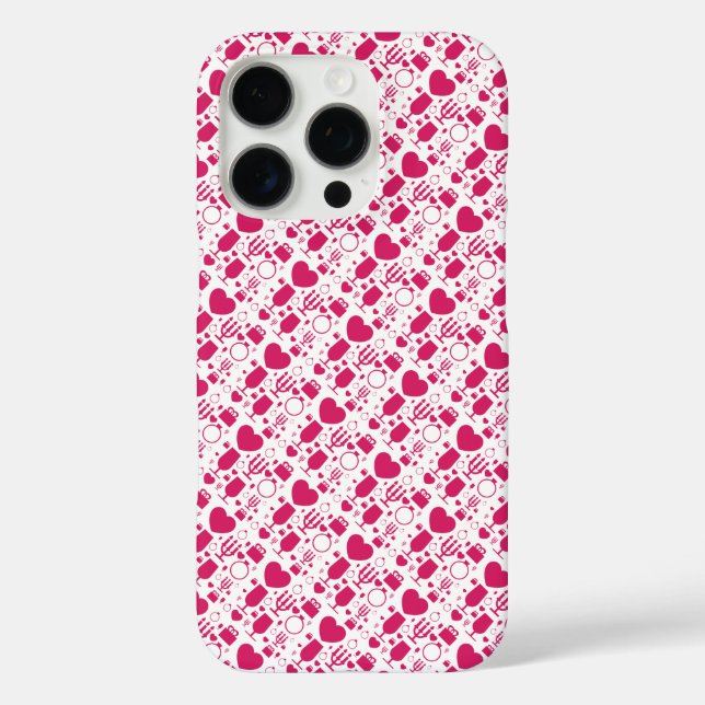 Funda iPhone 16 Pro elementos patrones día de San Valentín (Reverso )