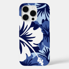 Funda iPhone 16 Pro Epic Hibiscus Floral Hawaii Navy Blanco