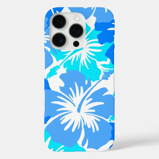 Funda iPhone 16 Pro Epic Hibiscus Hawaiian Floral Aloha Shirt Blue (Reverso )