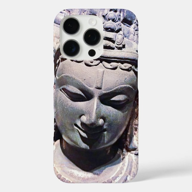 Funda iPhone 16 Pro Estatua Asiática Piedra Antigua Foto Elegante Negr (Reverso )