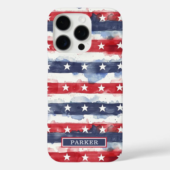 Funda iPhone 16 Pro Estrellas y Barras Monogramadas (Reverso )