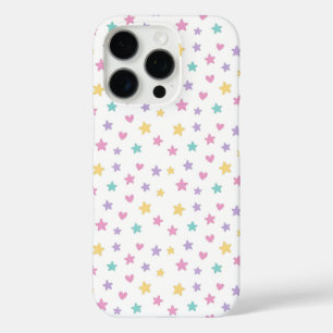 Funda iPhone 16 Pro Estrellas y corazones pasteles - Color suave y sua