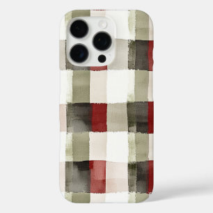 Funda iPhone 16 Pro Estripas rojas de marfil verde pino