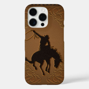 Funda iPhone 16 Pro Estuche de teléfono de cuero marrón aspecto salvaj