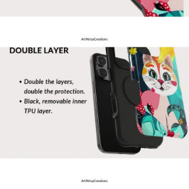 Funda iPhone 16 Pro Estuche de teléfono estético para gato rosado