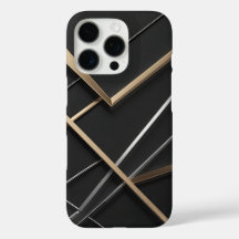 Estuche elegante para iPhone moderno negro y dorad