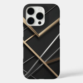 Funda iPhone 16 Pro Estuche elegante para iPhone moderno negro y dorad