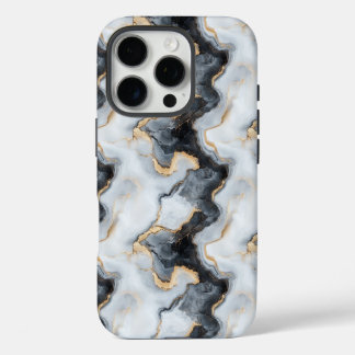 Funda iPhone 16 Pro Estuche para iPhone Black Gold y White Marble Effe