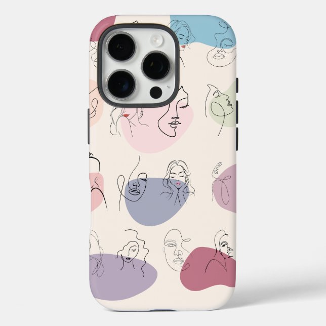 Funda iPhone 16 Pro Estuche para iPhone de arte de la línea de mujeres (Reverso )
