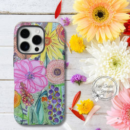 Funda iPhone 16 Pro Estuche para iPhone de Colorful Mixed Media Floral