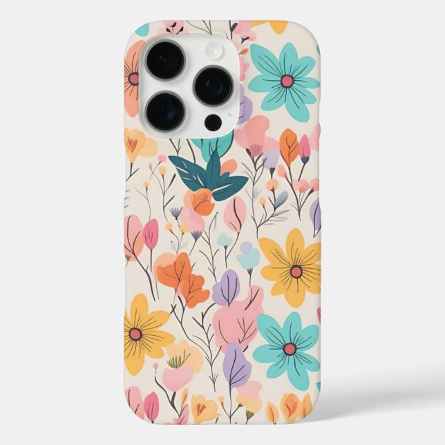 Funda iPhone 16 Pro Estuche para iPhone de patrón floral Funda-mate (Reverso )
