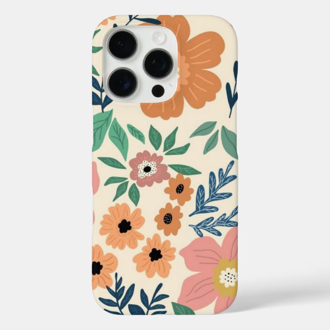Funda iPhone 16 Pro Estuche para iPhone de patrón floral Funda-mate (Reverso )