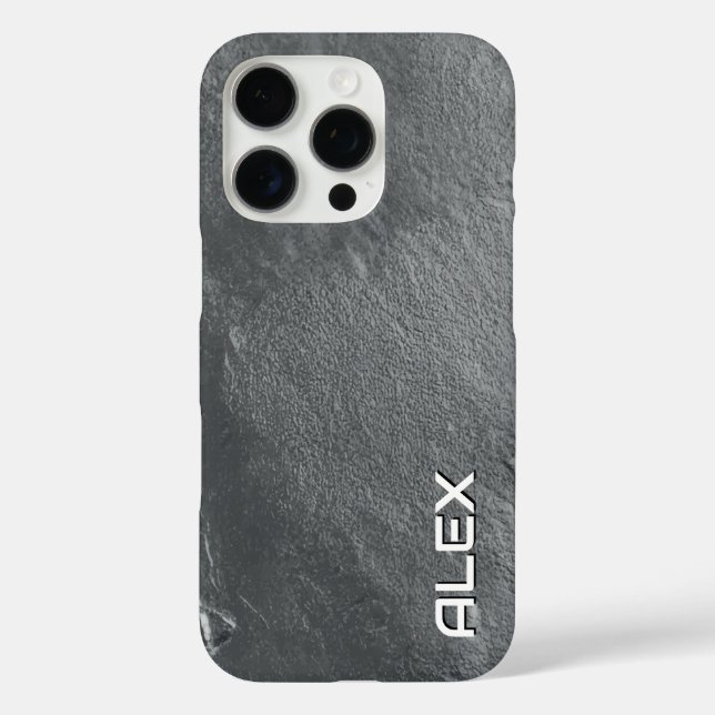 Funda iPhone 16 Pro Estuche para iPhone de textura de pizarra gris (Reverso )