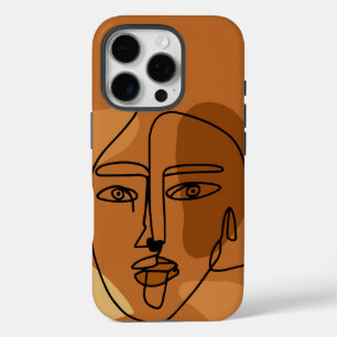 Funda iPhone 16 Pro Estuche para iPhone duro de arte de línea de mujer