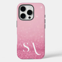Estuche para iPhone Purpurina rosa con iniciales y