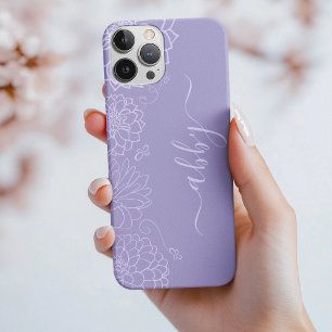 Funda iPhone 16 Pro Estuche Purple Floral Script iPhone / iPad