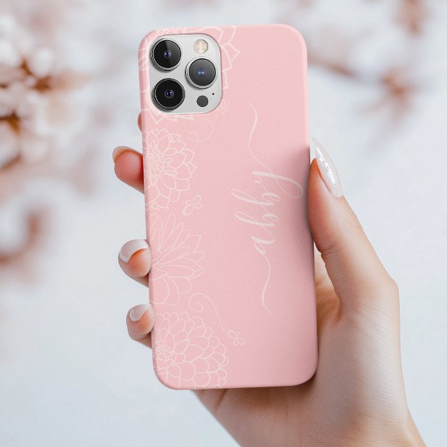 Funda iPhone 16 Pro Estuche Rubor Pink Floral Script iPhone / iPad (Subido por el creador)