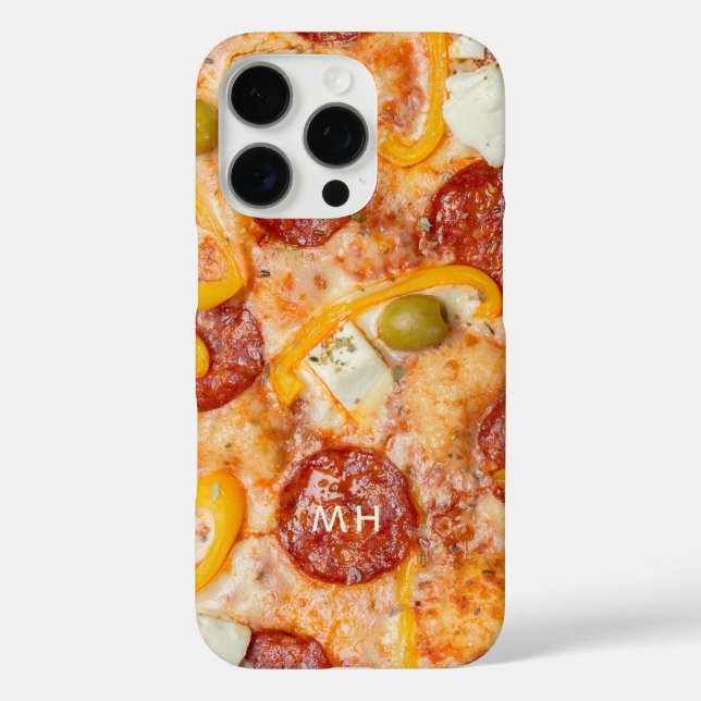 Funda iPhone 16 Pro Estuches de teléfono de PIZZA monograma personaliz (Reverso )