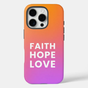 Funda iPhone 16 Pro Faith Hope Love Gradient Color Naranja Purple