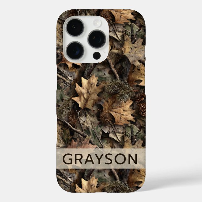 Funda iPhone 16 Pro Fall Leaves Camouflage Personalized (Reverso )