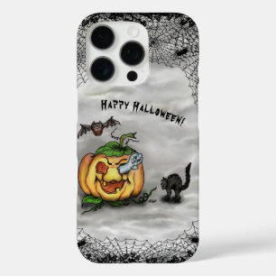 Funda iPhone 16 Pro Fantasma, Gato, Bat y Calabaza, ¡Feliz Halloween!