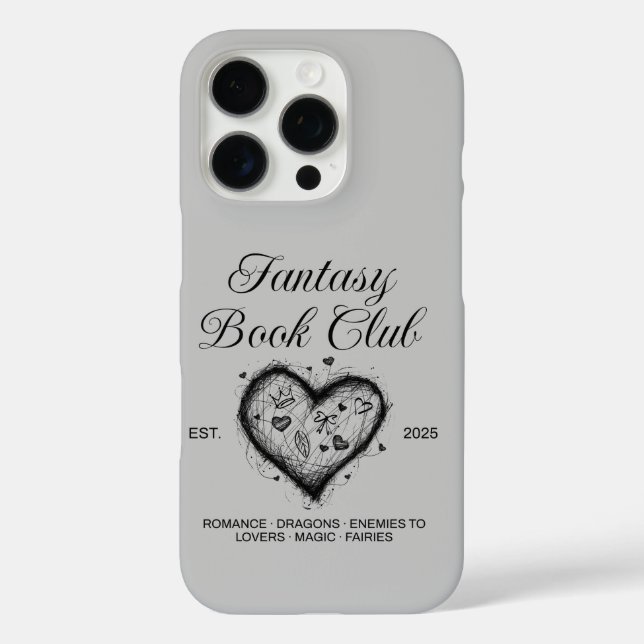 Funda iPhone 16 Pro Fantasy Book Club Typography & Heart doodle sketch (Reverso )