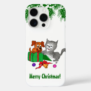 Funda iPhone 16 Pro Feliz Navidad con gato y pipa