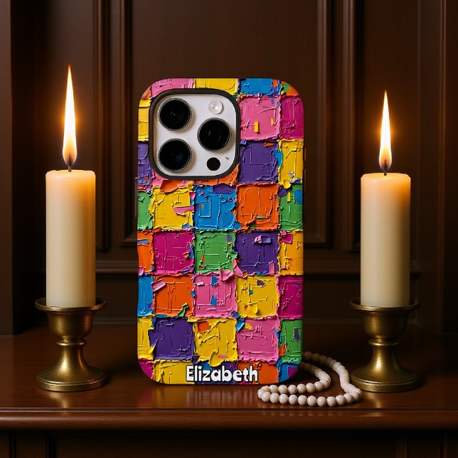 Funda iPhone 16 Pro Fiesta de bloques: impactos abstractos (Subido por el creador)