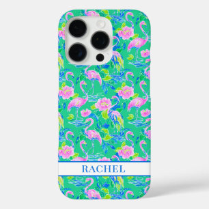 Funda iPhone 16 Pro Flamencos Rosas Monogramados