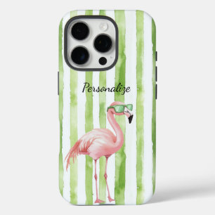 Funda iPhone 16 Pro Flamingo rosa verde