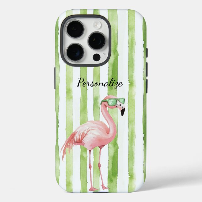 Funda iPhone 16 Pro Flamingo rosa verde (Reverso )