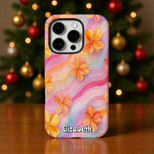 Funda iPhone 16 Pro Flor arcoiris pastel