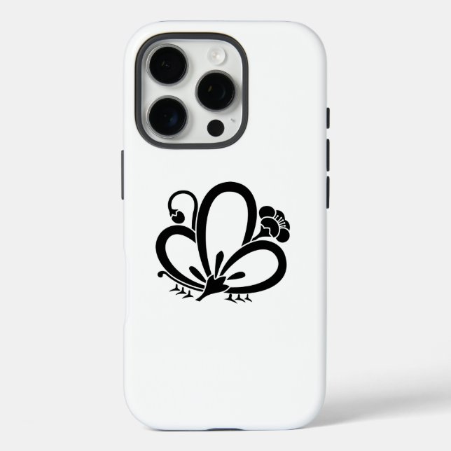 Funda iPhone 16 Pro Flor de ciruela en forma de mariposa sombreada (Reverso )