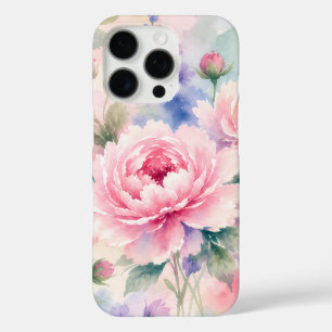 Funda iPhone 16 Pro Flor de peonía acuarela