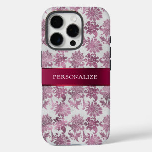 Funda iPhone 16 Pro Flor de plata roja de Borgoña