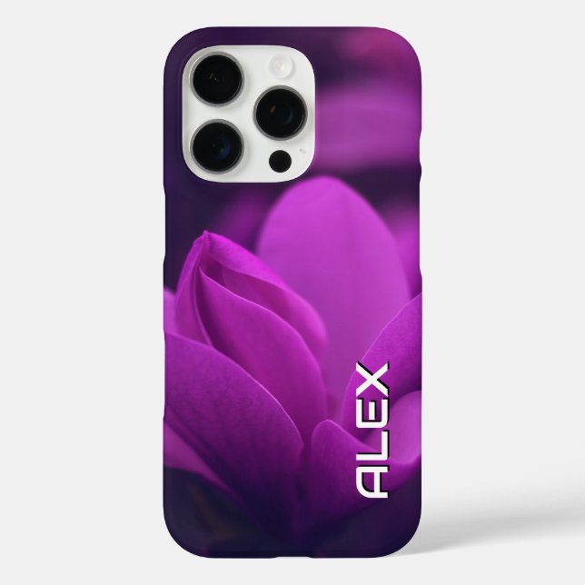 Funda iPhone 16 Pro Flor morada en luz suave (Reverso )