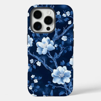 Funda iPhone 16 Pro Floral azul profundo