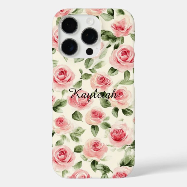 Funda iPhone 16 Pro Floral de rosas rosadas bonitos (Reverso )