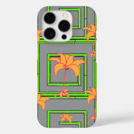 Funda iPhone 16 Pro Floral Geo Gris