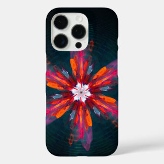 Funda iPhone 16 Pro Floral Mandala Flores Naranja Azul Rojo Resumen