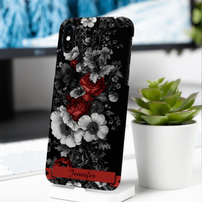 Funda iPhone 16 Pro Floral personalizable Blanco Blanco Blanco Rojo Mo (Subido por el creador)