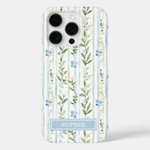 Floral Personalizado con Rayas Azules