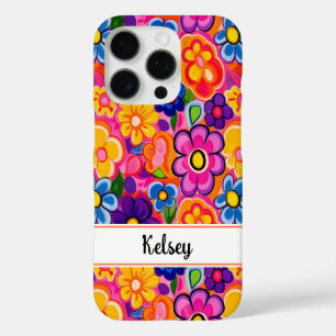 Funda iPhone 16 Pro Floral Personalizado Retro Genial