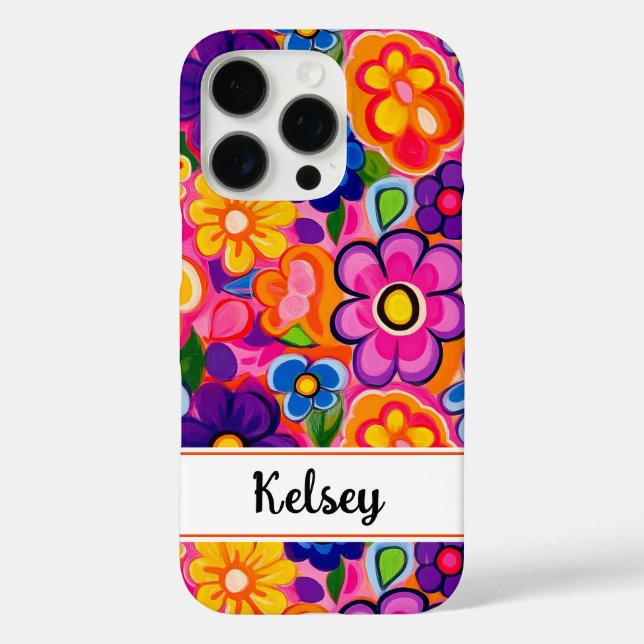 Funda iPhone 16 Pro Floral Personalizado Retro Genial (Reverso )