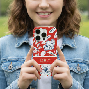 Funda iPhone 16 Pro Floral roja