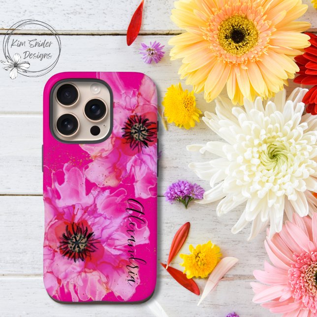 Funda iPhone 16 Pro Floral rosa brillante personalizada (Subido por el creador)