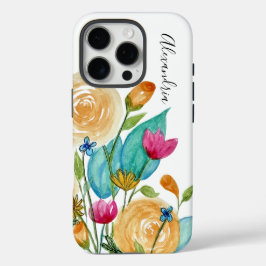 Funda iPhone 16 Pro Florales acuáticas modernas, personalizadas