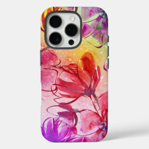 Funda iPhone 16 Pro Flores abstractas y acuarela cálida