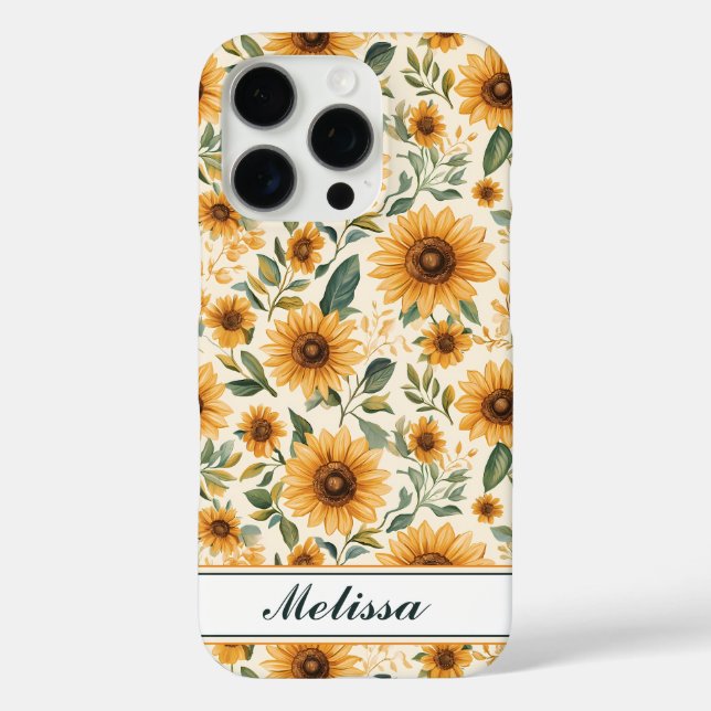 Funda iPhone 16 Pro Flores amarillas florales (Reverso )