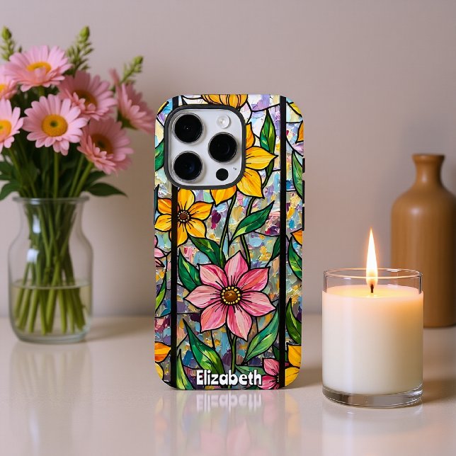 Funda iPhone 16 Pro Flores audaces en el arte del cristal (Subido por el creador)